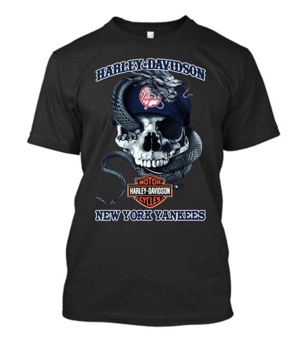 Harley Davidson New York Yankees Skull Snake T-Shirt