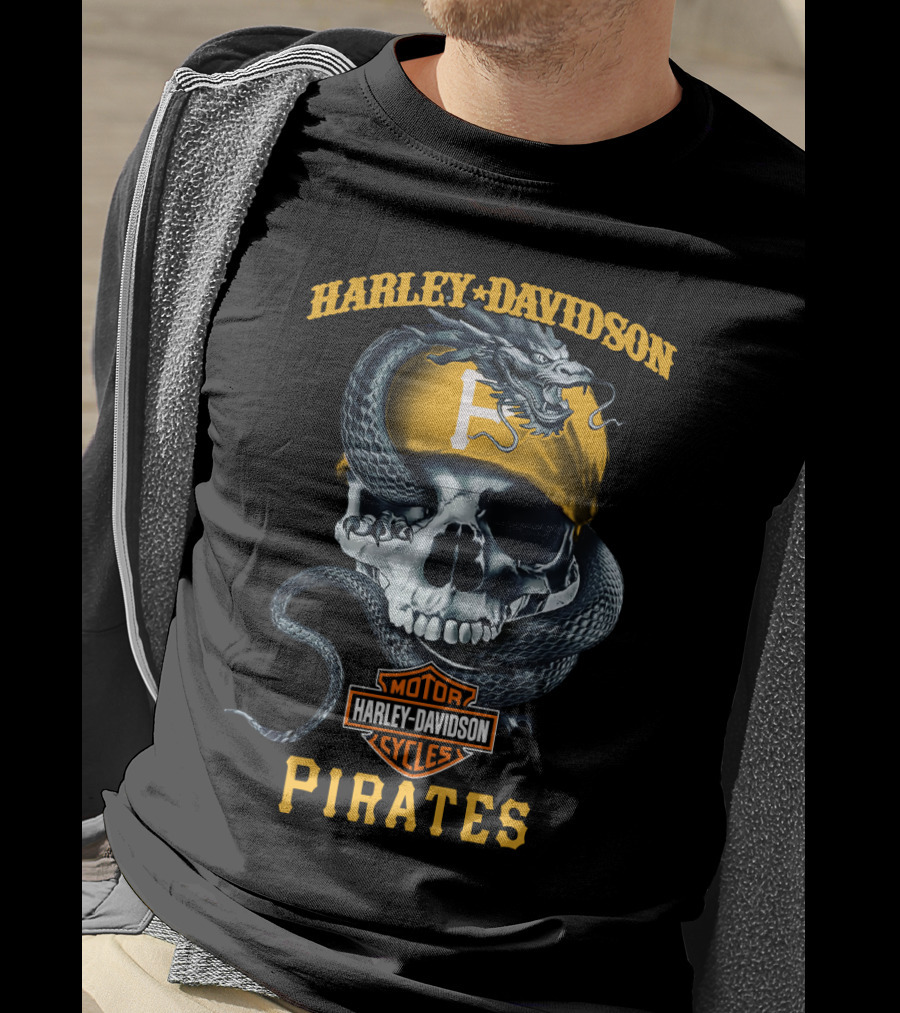 Harley Davidson Pirates Pittsburgh Skull And Snake T-Shirt