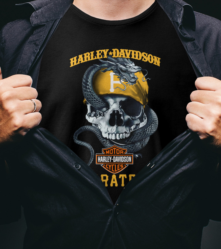 Harley Davidson Pirates Pittsburgh Skull And Snake T-Shirt
