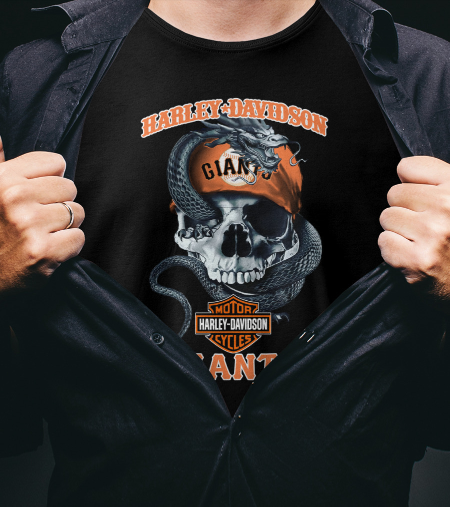 Harley Davidson San Francisco Giants Skull And Snake T-Shirt