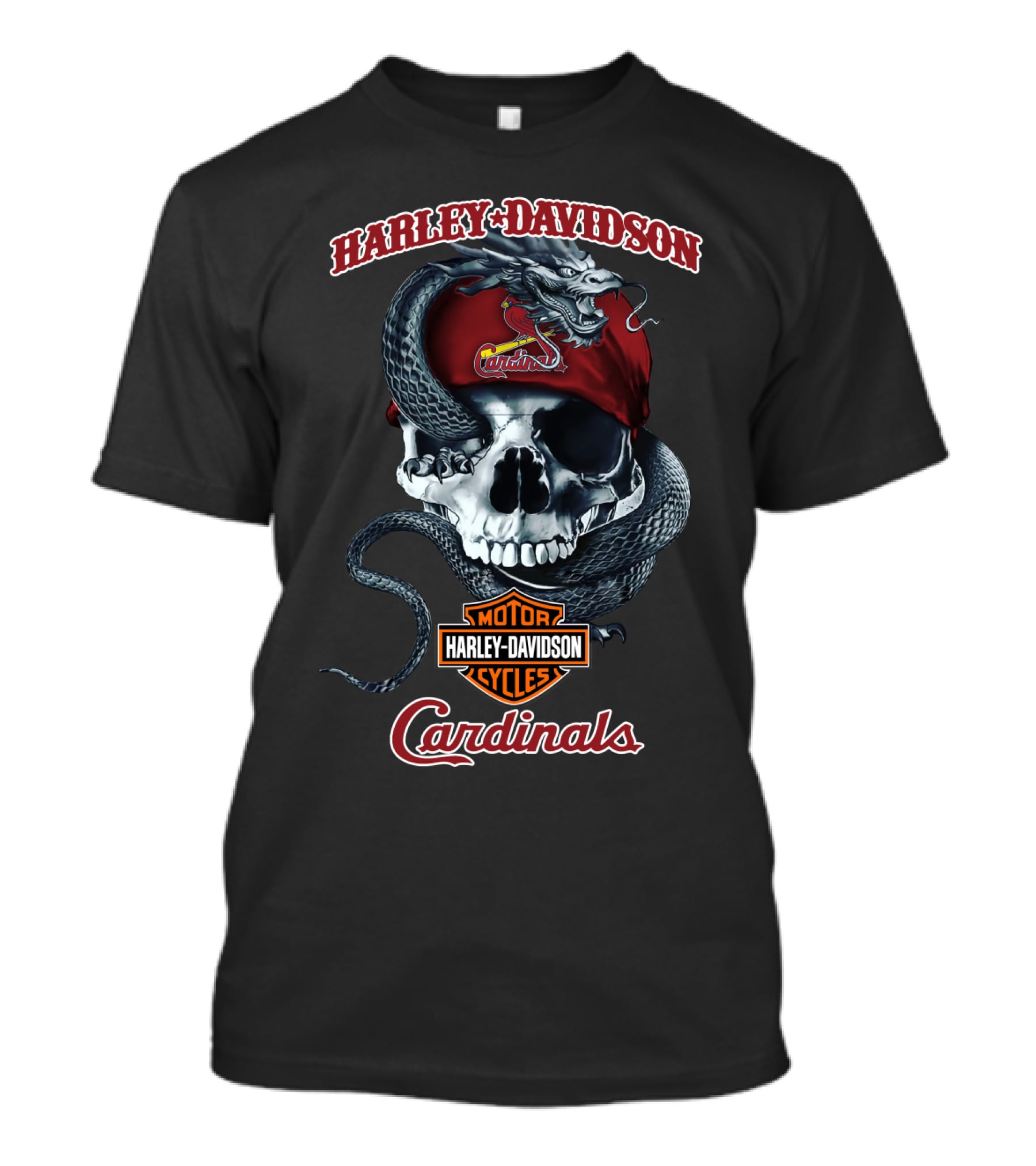 Harley Davidson St Louis Cardinals Skull Snake T-Shirt