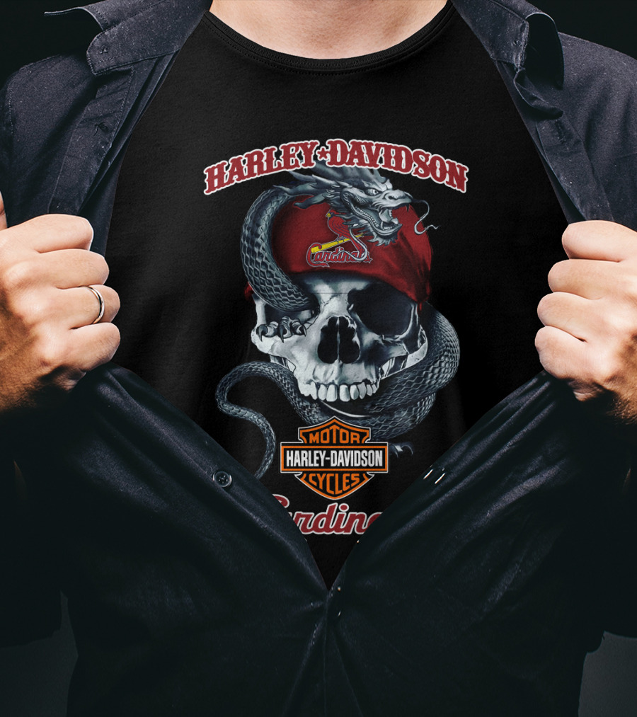 Harley Davidson St Louis Cardinals Skull Snake T-Shirt