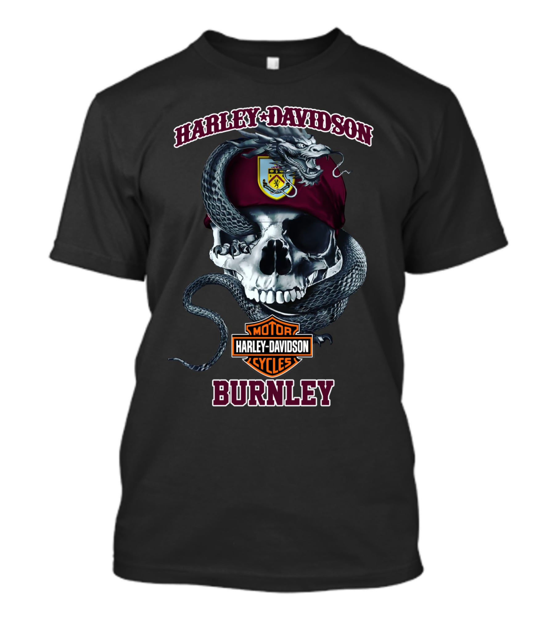 Harley Davidson Motor Cycles Skull Snake Burnley T-Shirt