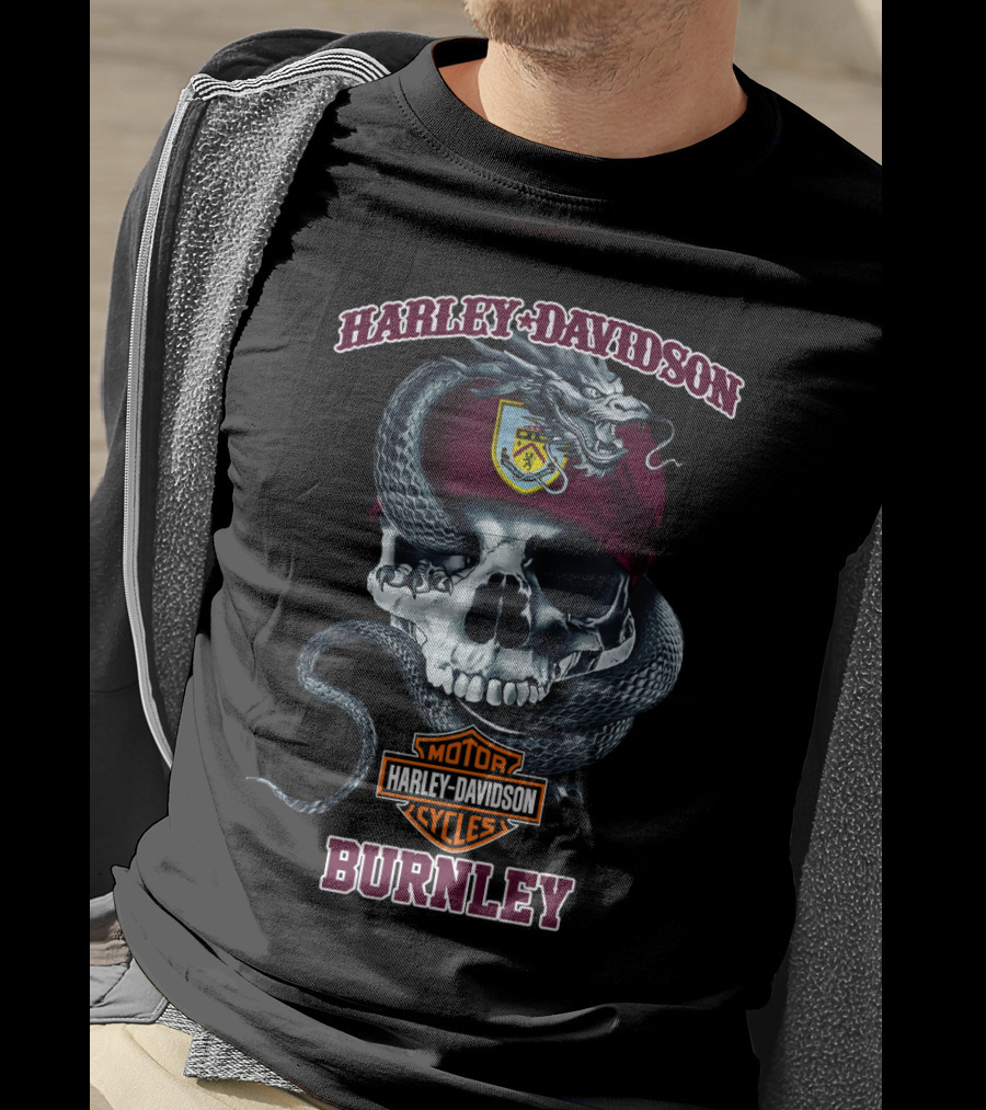Harley Davidson Motor Cycles Skull Snake Burnley T-Shirt