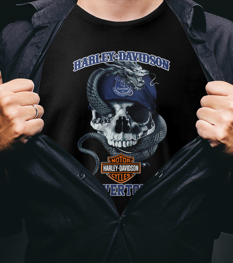 Harley Davidson Everton Motorcycles Skull Snake T-Shirt