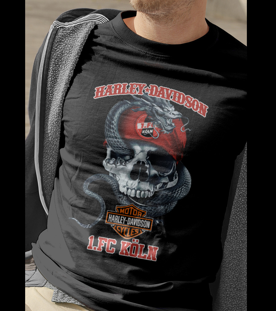 Harley Davidson Motor Cycles 1. Fc Köln Skull Snake T-Shirt