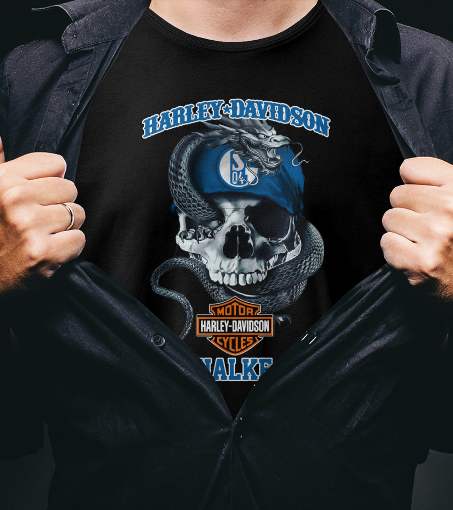 Harley Davidson Schalke 04 Skull And Snake T-Shirt