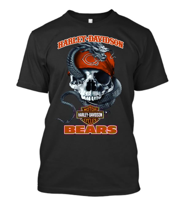Harley Davidson Chicago Bears Skull Snake T-Shirt