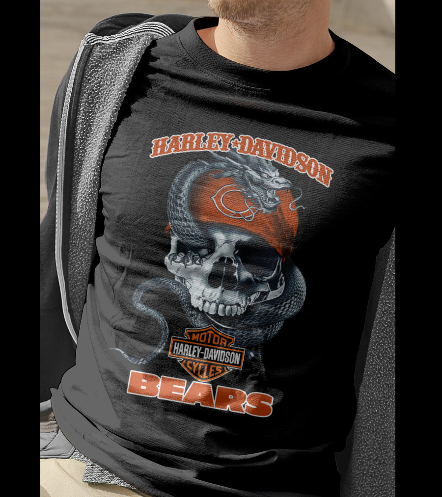 Harley Davidson Chicago Bears Skull Snake T-Shirt