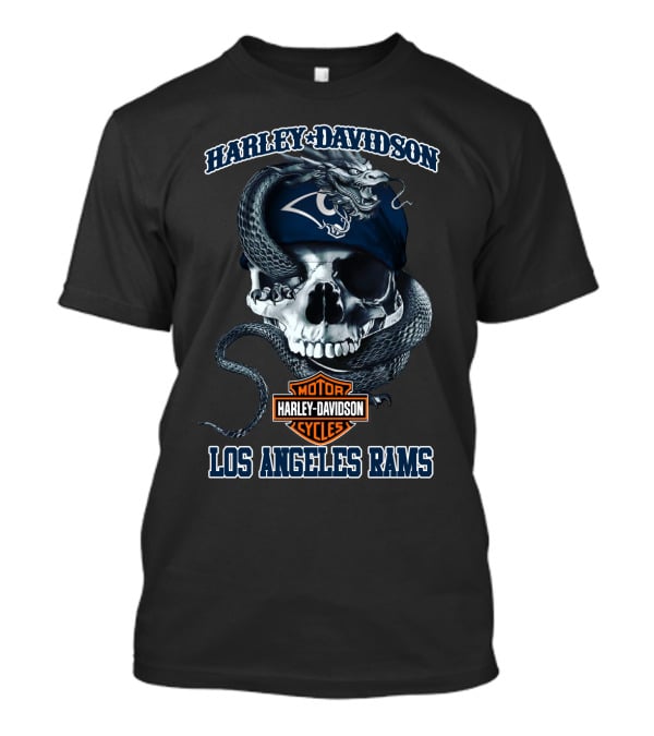 Harley Davidson Los Angeles Rams Skull And Snake T-Shirt