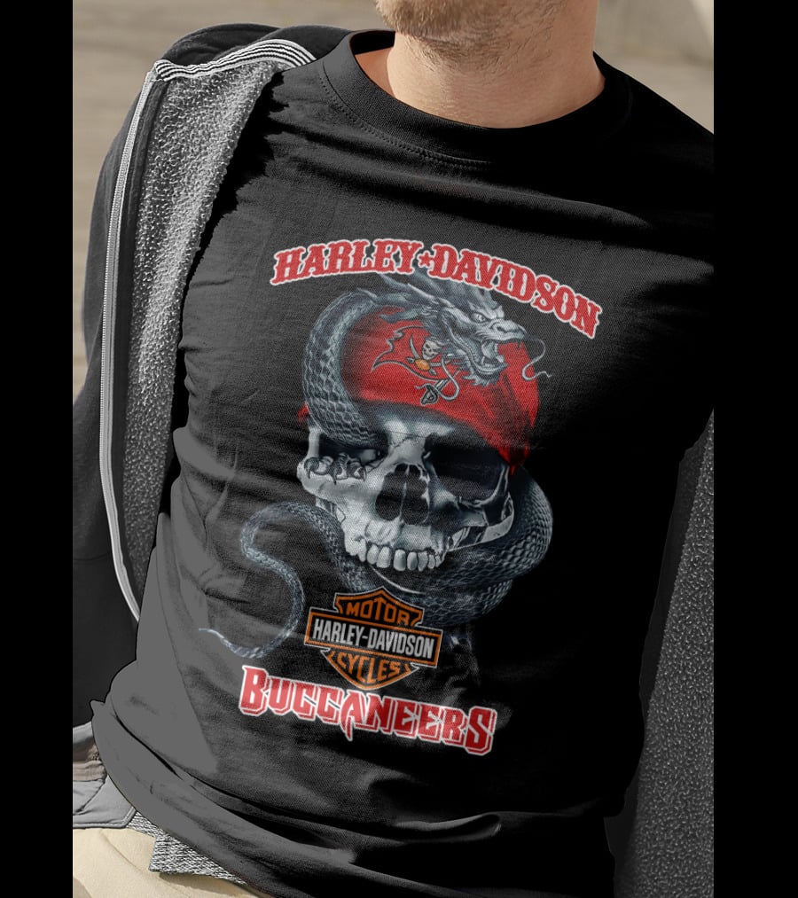Harley Davidson Tampa Bay Buccaneers Skull And Snake T-Shirt