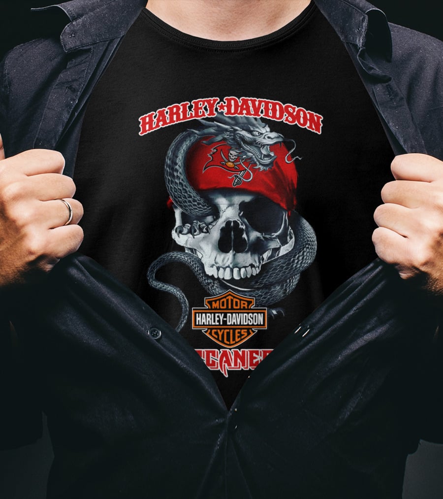 Harley Davidson Tampa Bay Buccaneers Skull And Snake T-Shirt