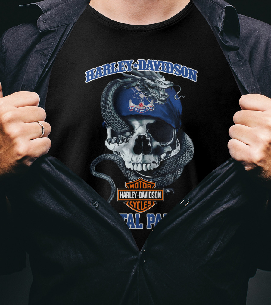 Harley Davidson Crystal Palace Motorcycles Skull Snake T-Shirt