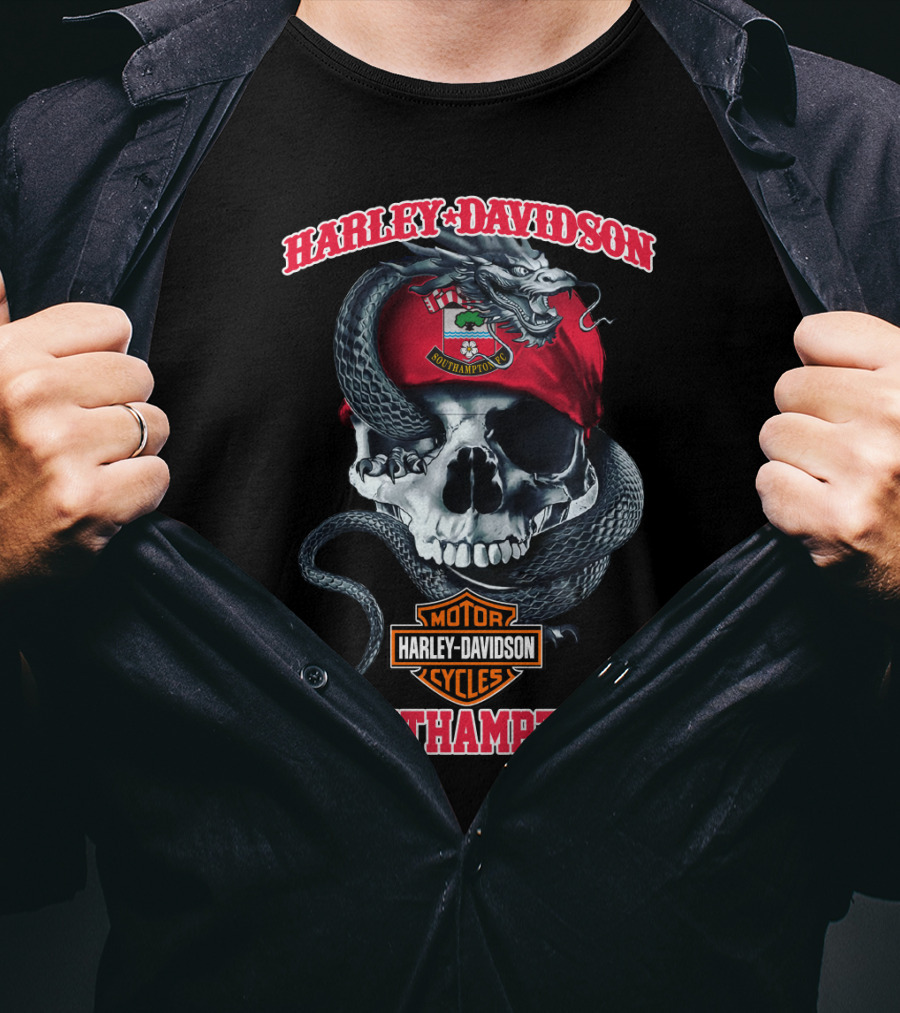Harley Davidson Motor Cycles Skull Snake Southampton T-Shirt