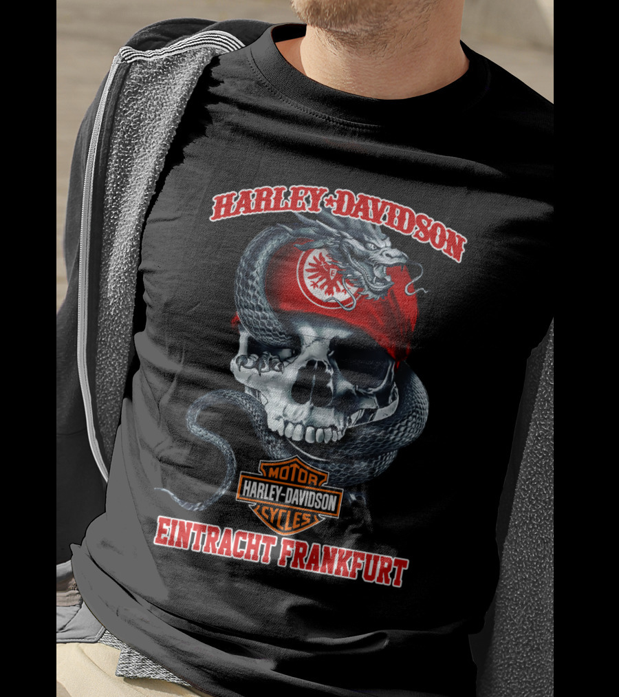 Harley Davidson Eintracht Frankfurt Skull Dragon Motor Cycles T-Shirt