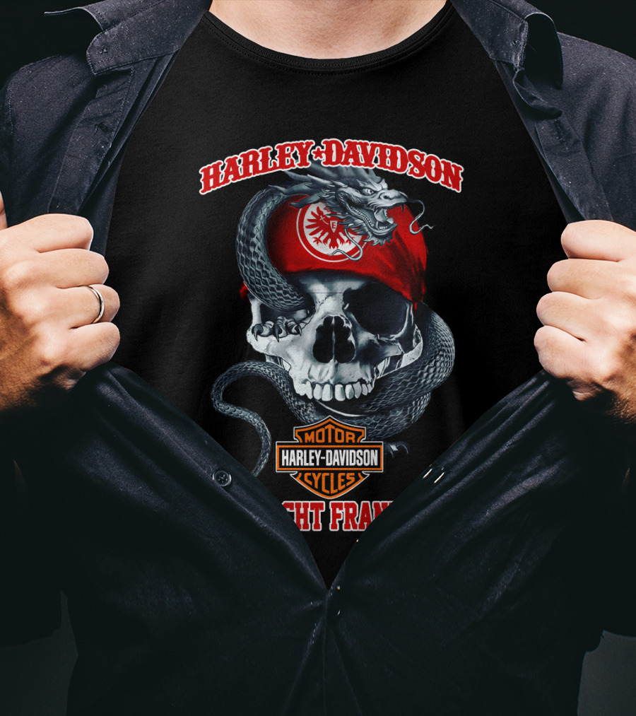 Harley Davidson Eintracht Frankfurt Skull Dragon Motor Cycles T-Shirt