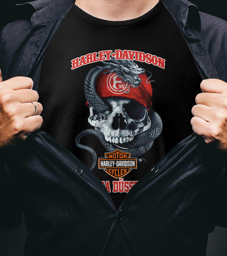 Harley Davidson Motor Cycles Fortuna Düsseldorf F95 Skull And Snake T-Shirt