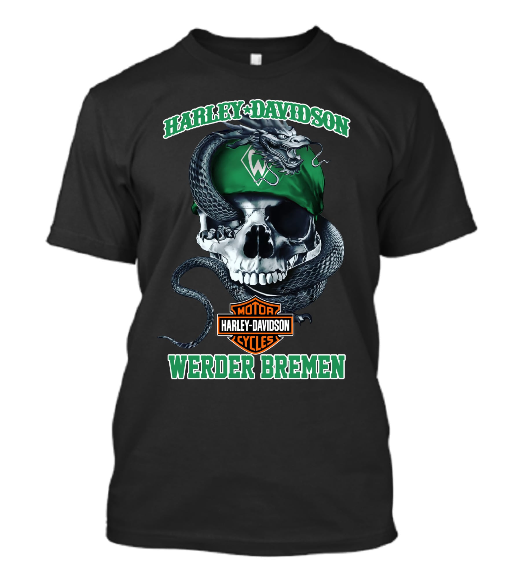 Harley Davidson Werder Bremen Skull Snake Motor Cycles T-Shirt