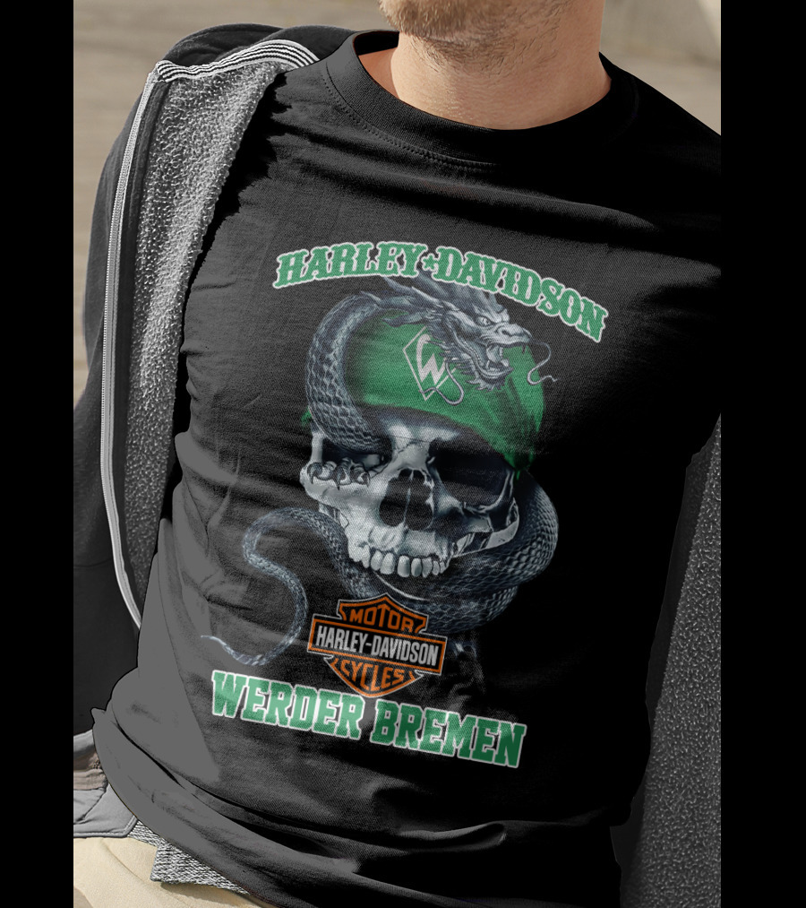 Harley Davidson Werder Bremen Skull Snake Motor Cycles T-Shirt
