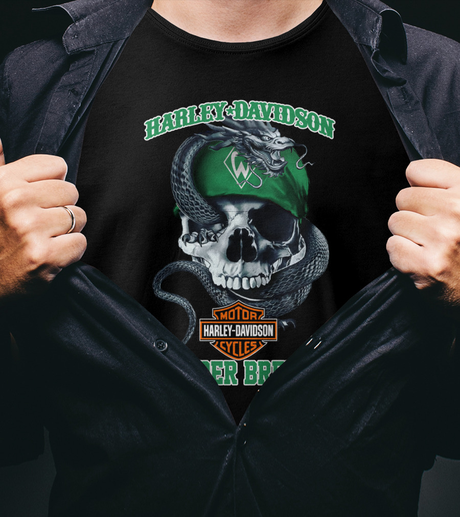 Harley Davidson Werder Bremen Skull Snake Motor Cycles T-Shirt