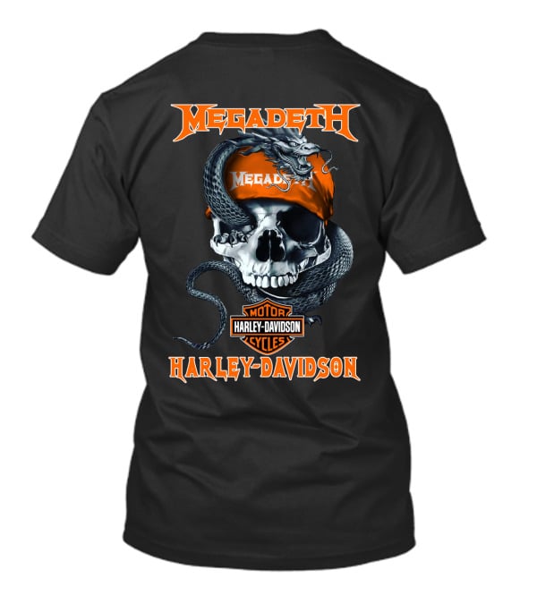 Megadeth Harley Davidson Skull Snake Motor Cycles T-Shirt