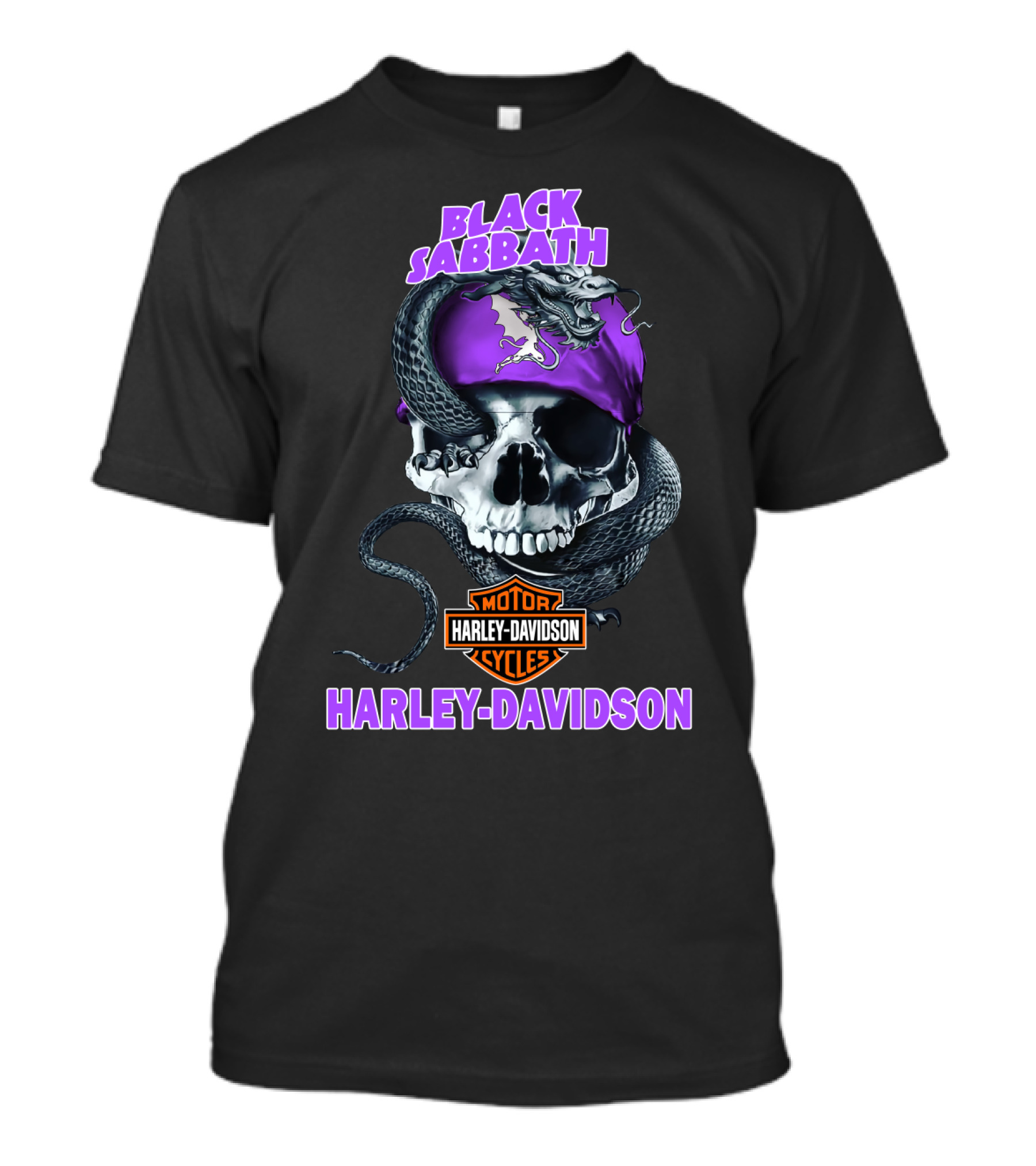 Black Sabbath Harley Davidson Skull Snake T-Shirt