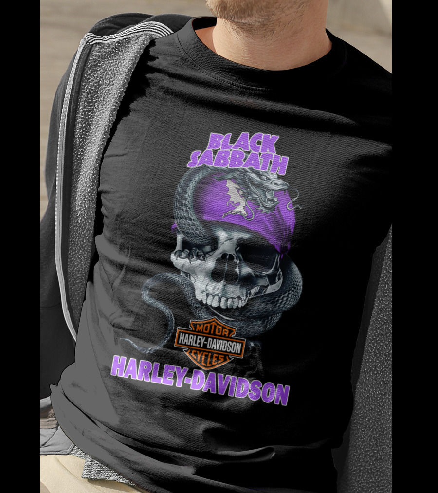 Black Sabbath Harley Davidson Skull Snake T-Shirt