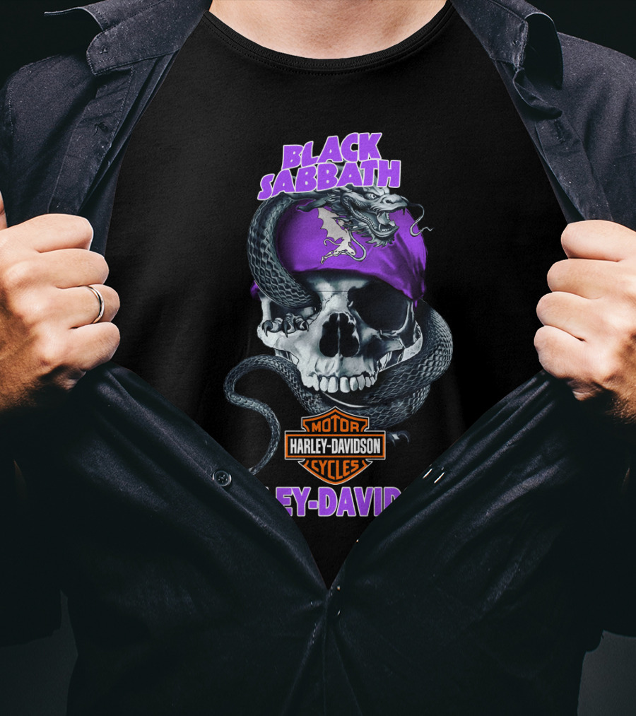 Black Sabbath Harley Davidson Skull Snake T-Shirt