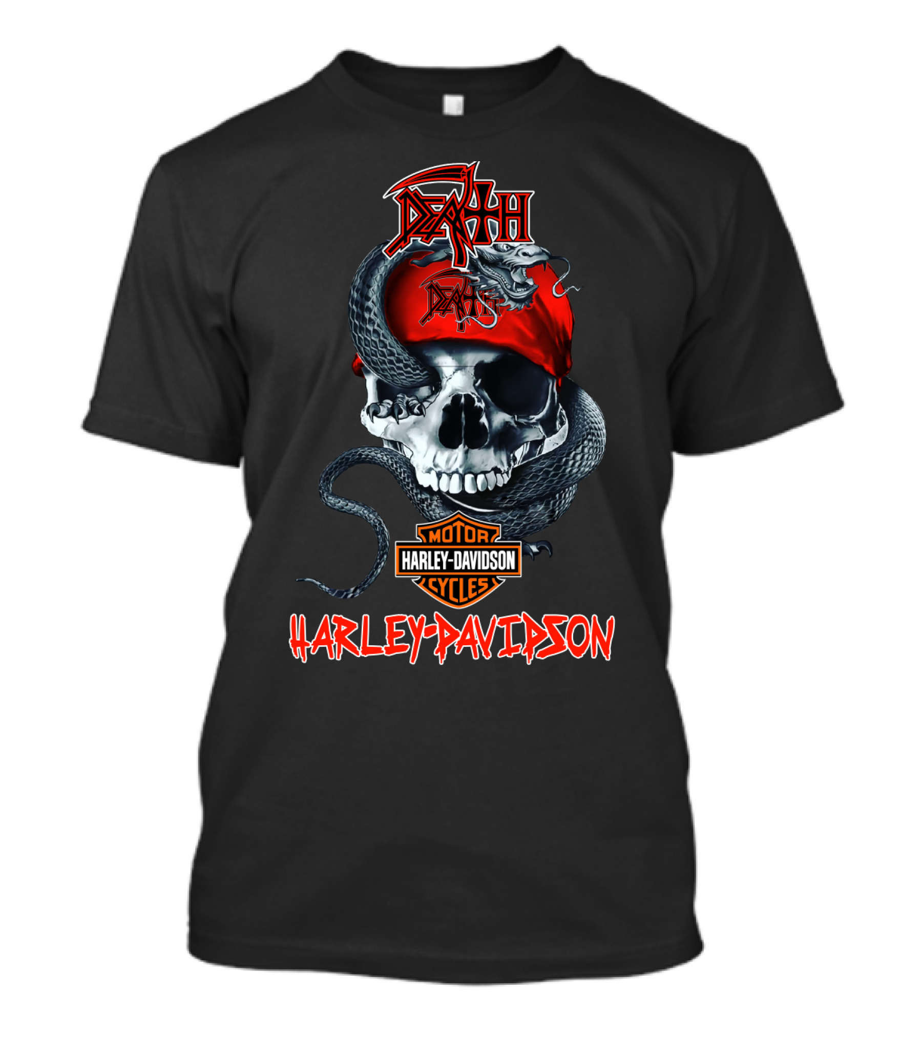 Death Skull Snake Harley Davidson Motorcycles T-Shirt