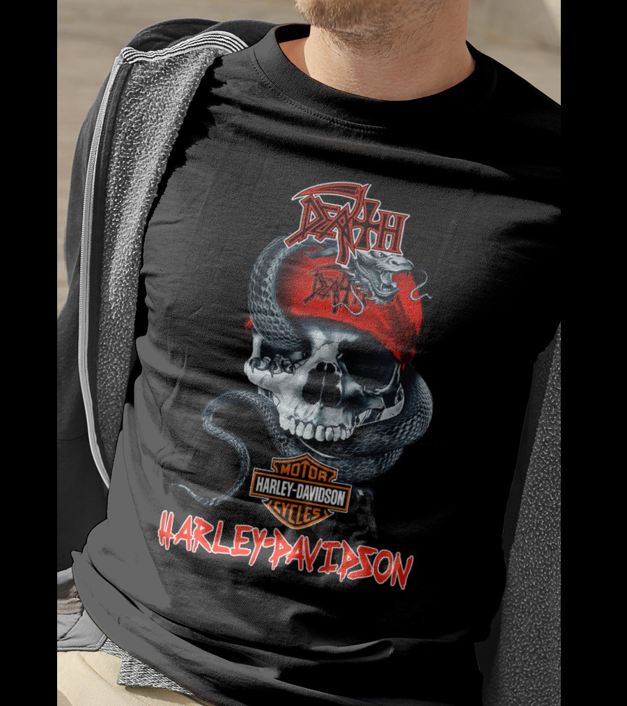 Death Skull Snake Harley Davidson Motorcycles T-Shirt