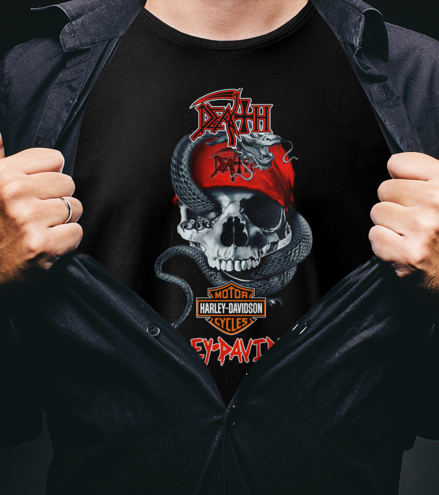 Death Skull Snake Harley Davidson Motorcycles T-Shirt
