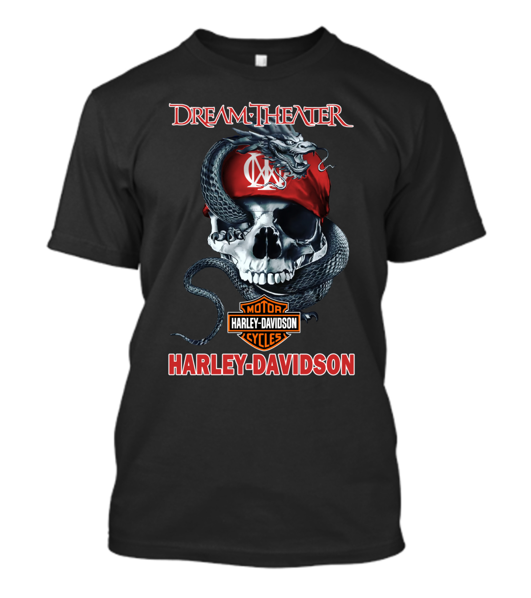 Dream Theater Harley Davidson Skull And Snake 68 Hd T-Shirt
