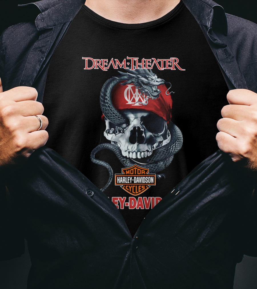 Dream Theater Harley Davidson Skull And Snake 68 Hd T-Shirt