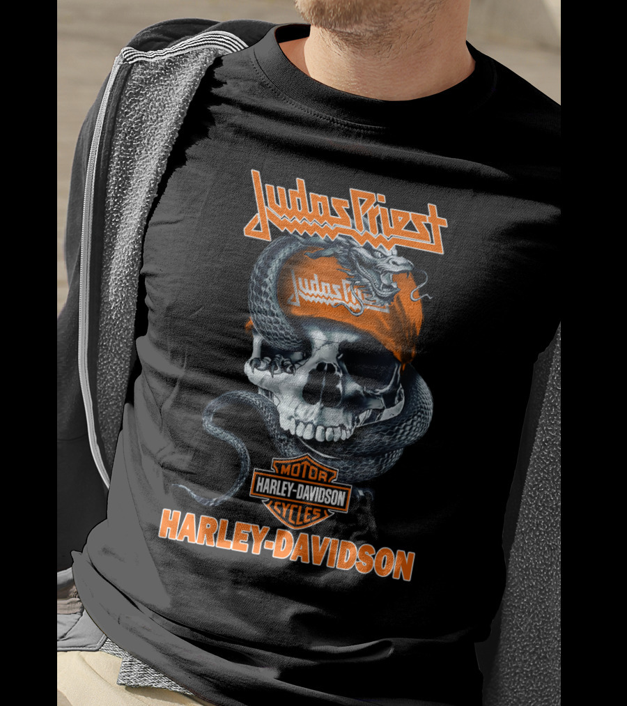 Judas Priest Harley Davidson Skull And Snake T-Shirt