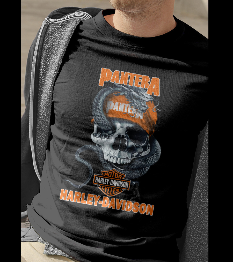 Pantera Harley Davidson Motorcycles Skull And Snake T-Shirt