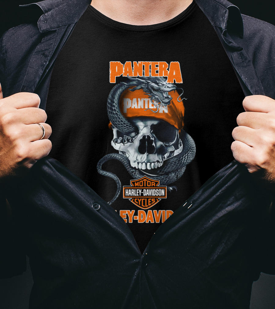 Pantera Harley Davidson Motorcycles Skull And Snake T-Shirt