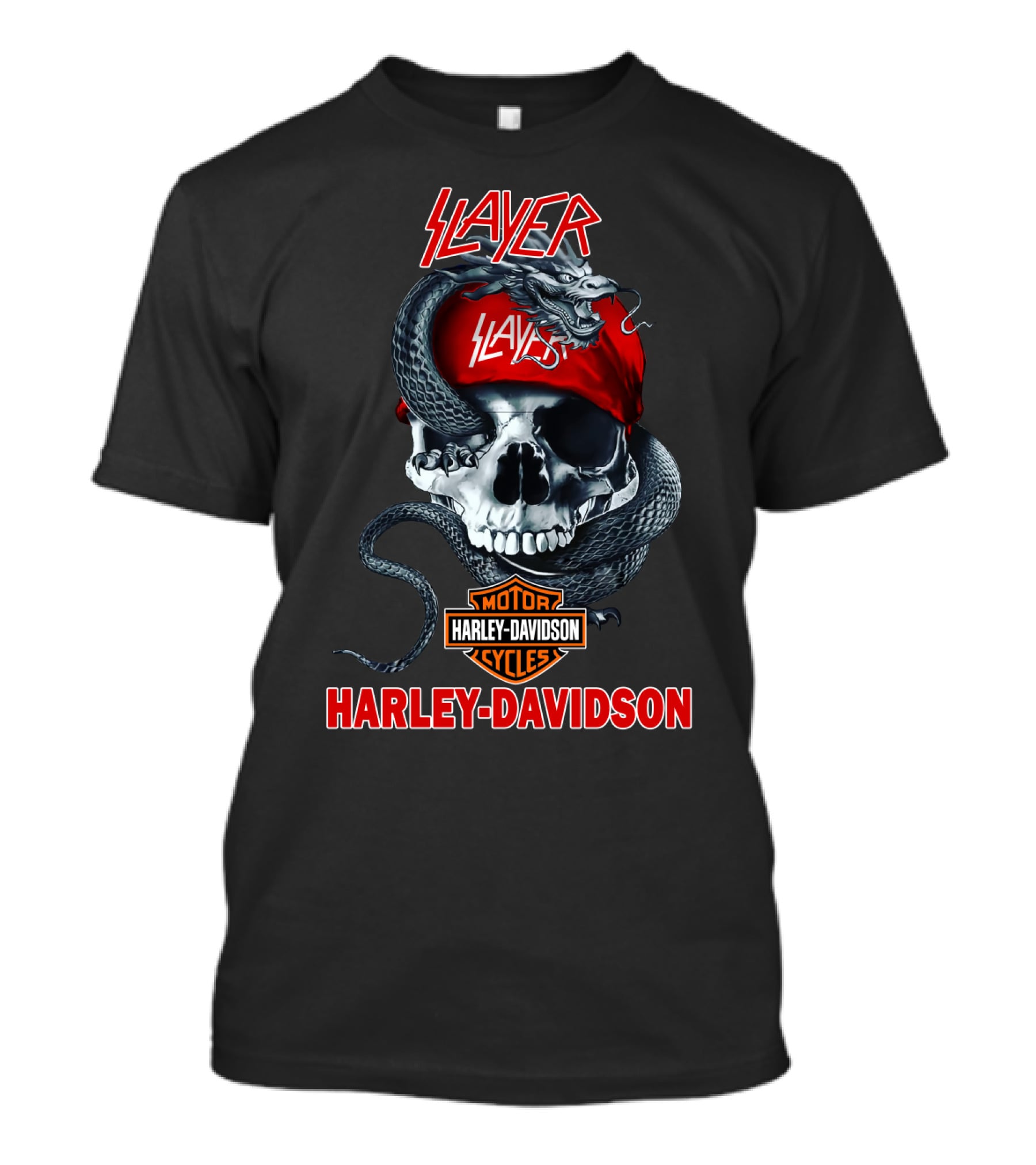 Slayer Harley Davidson Skull And Snake T-Shirt