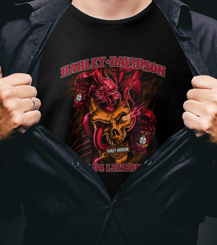 Harley Davidson Bayer 04 Leverkusen Skull Dragon T-Shirt