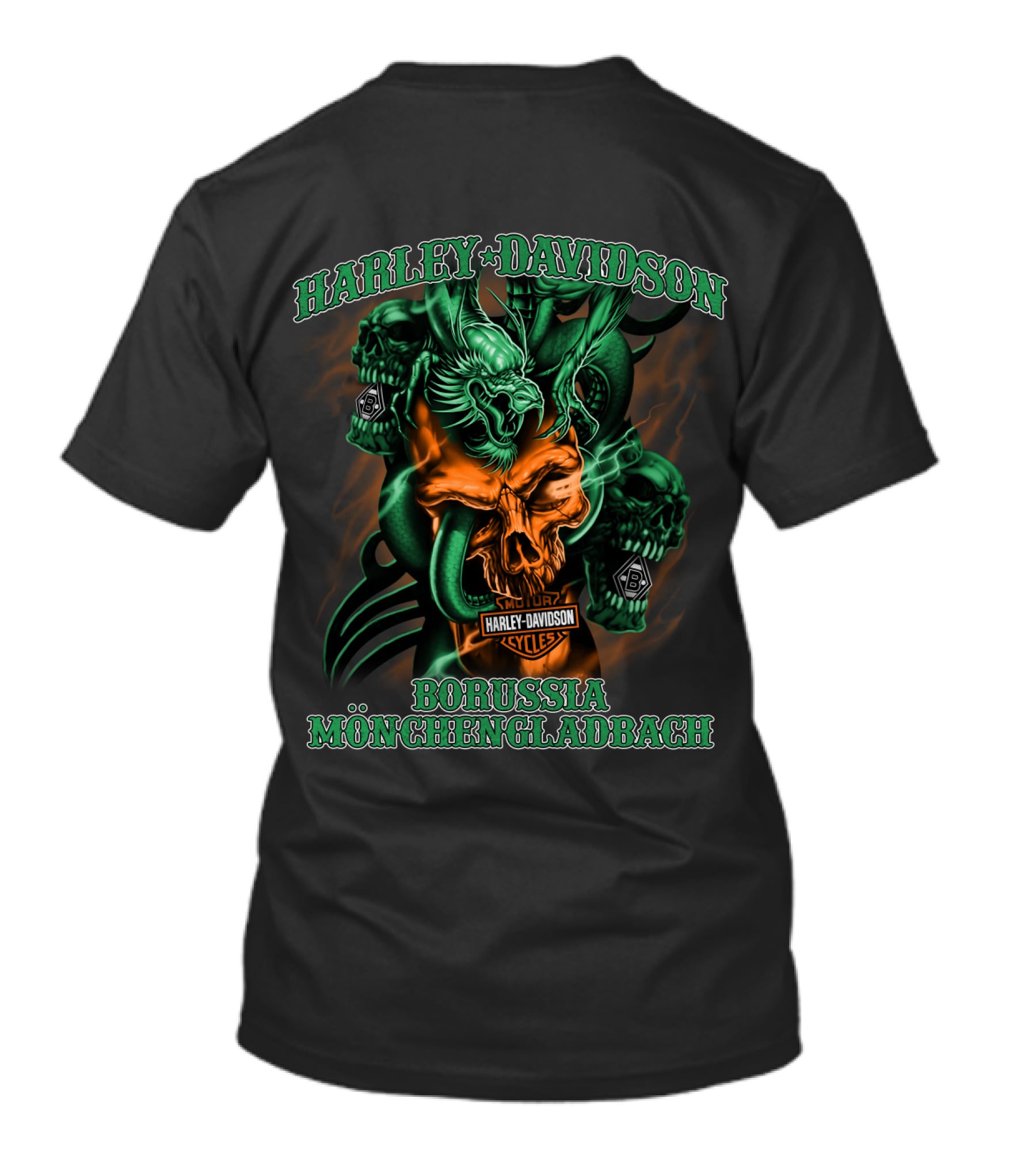 Harley Davidson Borussia Mönchengladbach Cycles Skull Dragon T-Shirt
