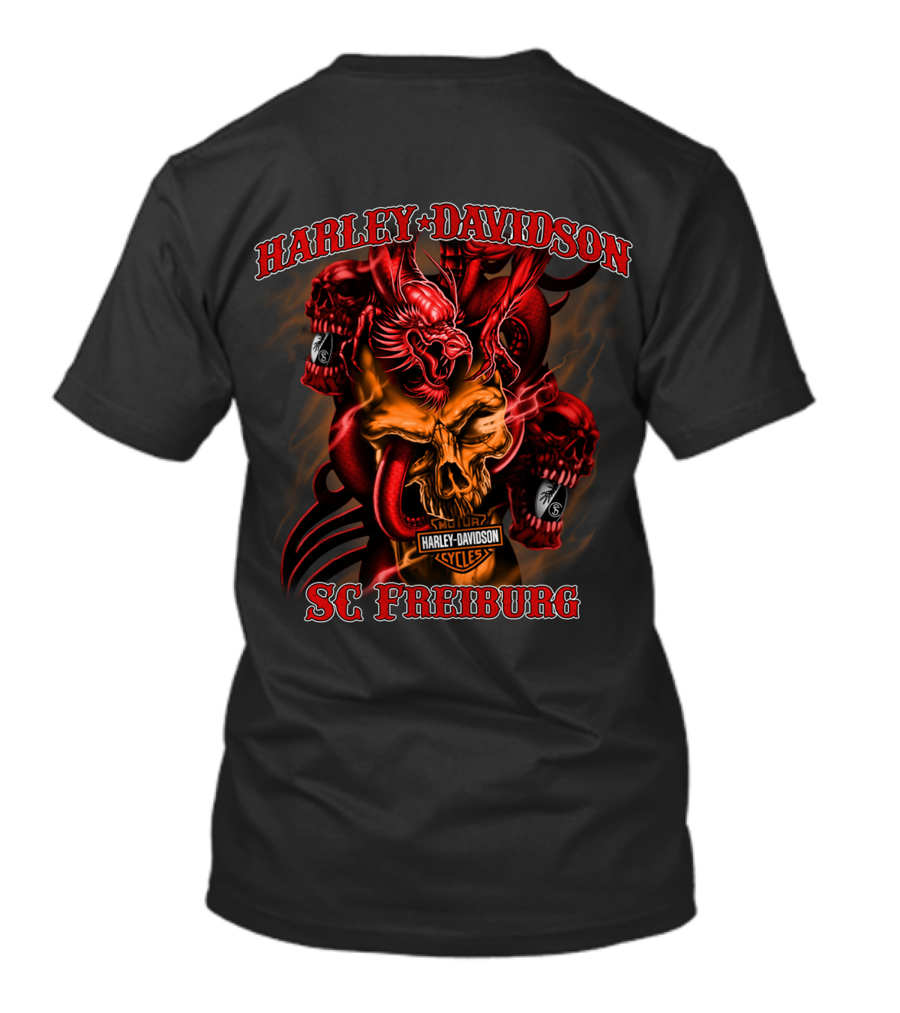 Harley Davidson Sc Freiburg Skull And Dragons T-Shirt