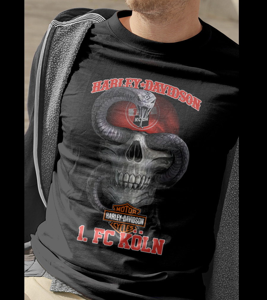 Harley Davidson Motor Cycles 1. Fc Köln Skull Serpent T-Shirt