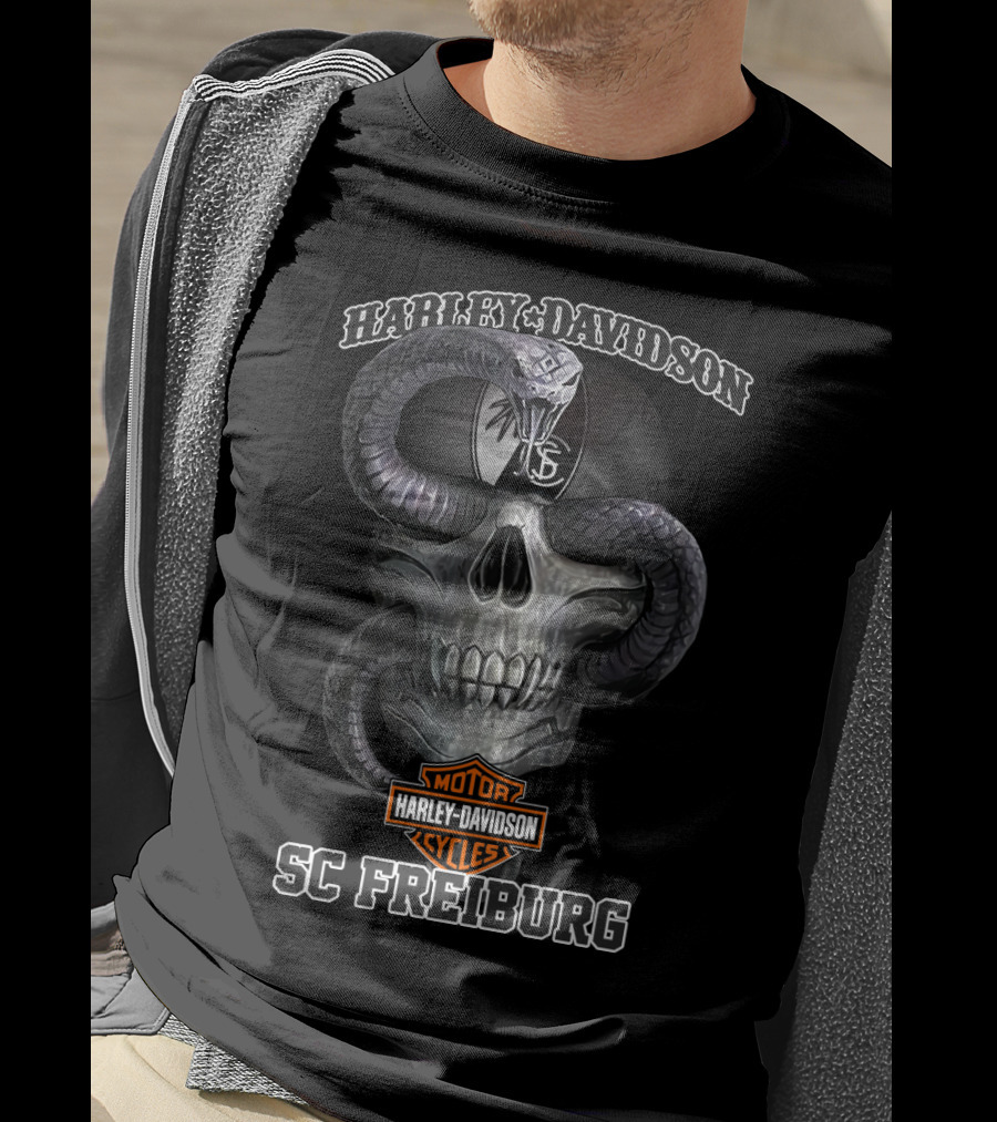 Harley Davidson Motor Cycles Skull Cobra Sc Freiburg T-Shirt
