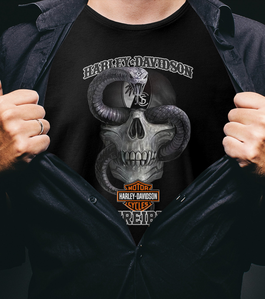 Harley Davidson Motor Cycles Skull Cobra Sc Freiburg T-Shirt