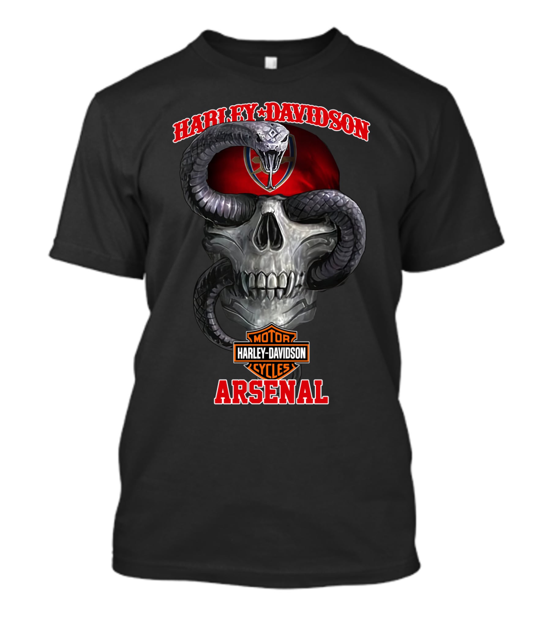 Harley Davidson Motorcycles Arsenal Skull And Snake T-Shirt