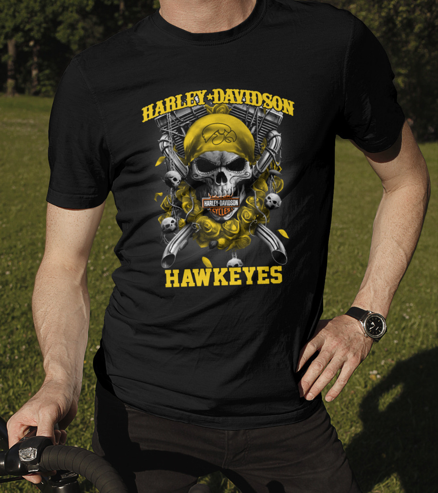 Harley Davidson Hawkeyes Skull Motorcycle Cycles T-Shirt
