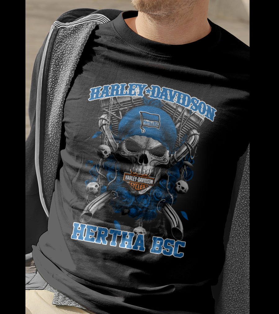 Harley Davidson Hertha Bsc Cycles Skull Flag T-Shirt