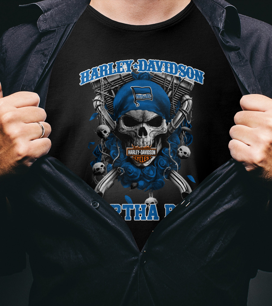Harley Davidson Hertha Bsc Cycles Skull Flag T-Shirt