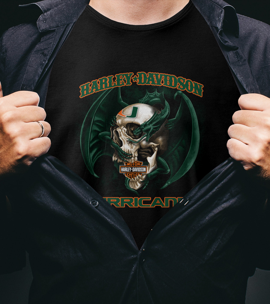 Harley Davidson Hurricanes Miami Skull T-Shirt