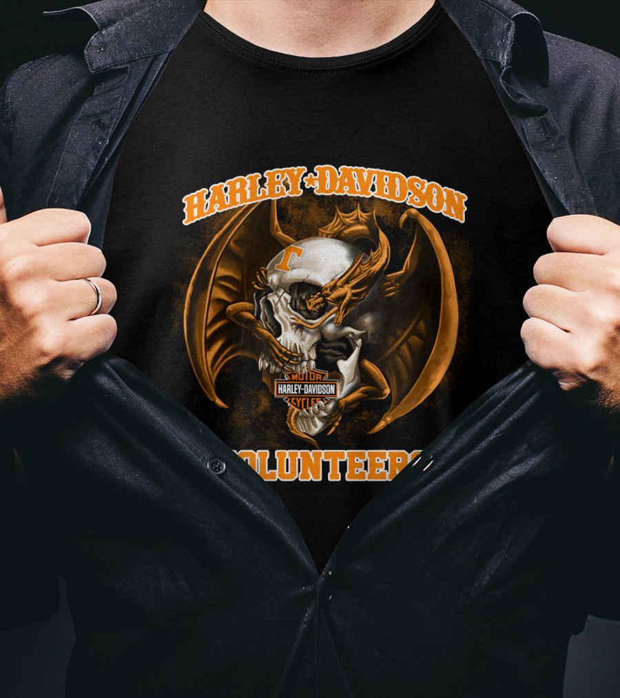 Harley Davidson Tennessee Volunteers Skull And Dragon T-Shirt