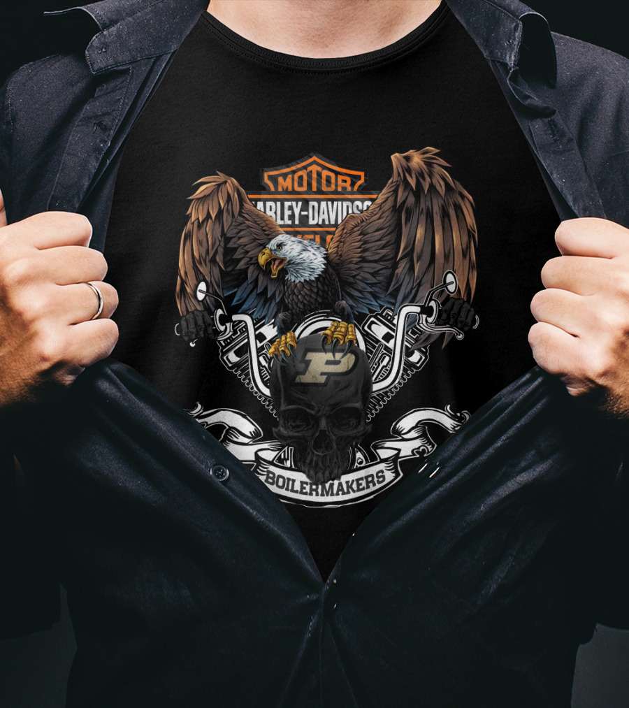 Motor Harley Davidson Cycles Eagle Skull Purdue Boilermakers T-Shirt